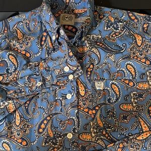 Cinch Blue and Orange Paisley Button Down Shirt
